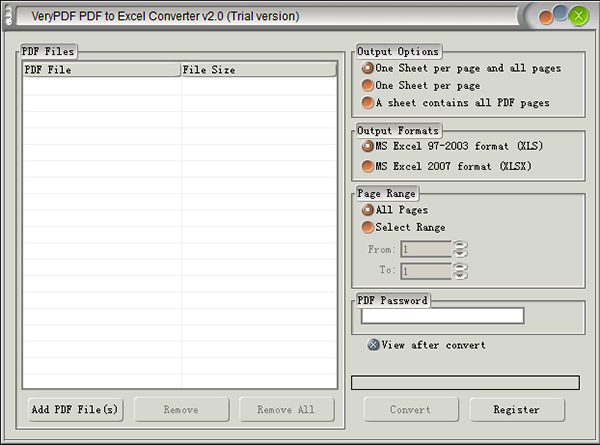 VeryPDF PDF to Excel Converter