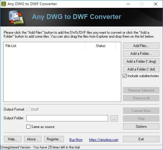 Any DWG to DWF Converter