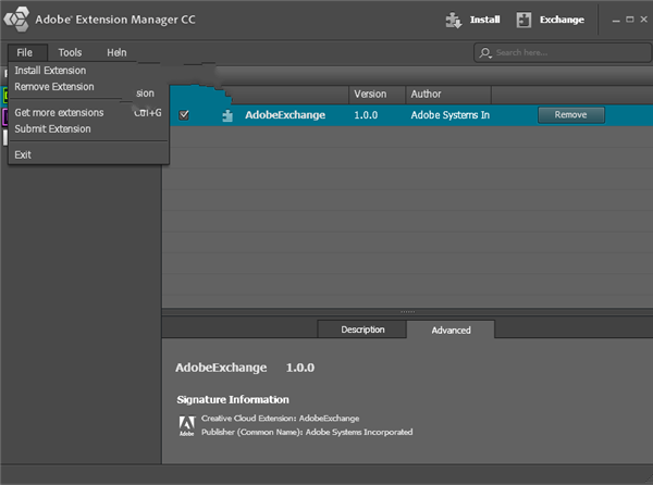 Extension Manager CC