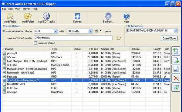 Direct Audio Converter & CD Ripper