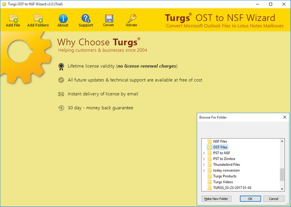 Turgs OST to NSF Wizard(OST到NSF转换工具)