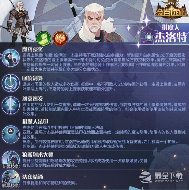 剑与远征猎魔人杰洛特技能详解