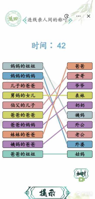 汉字找茬王连线亲人间的称呼怎么通关