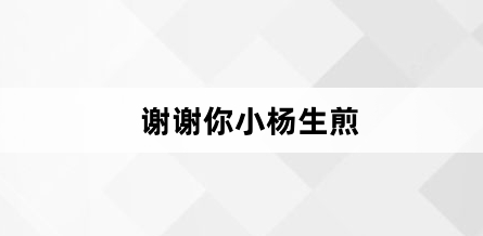 谢谢你小杨生煎梗的来源和含义