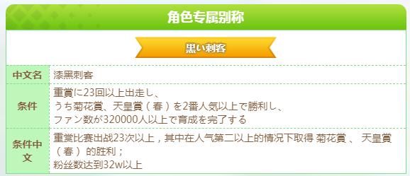 赛马娘米浴漆黑刺客称号获得方法