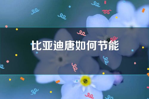 比亚迪唐如何节能