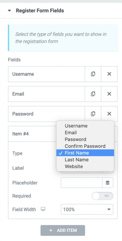 使用Elementor创建用户注册表单